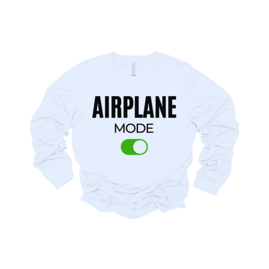 Airplane Mode White Unisex Long Sleeve Tee