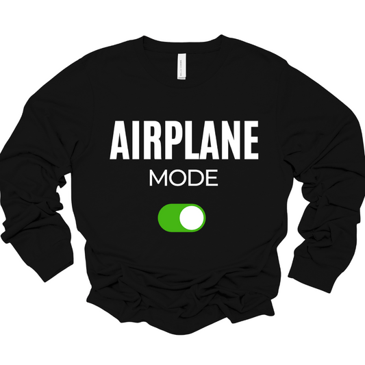 Airplane Mode Black Unisex Long Sleeve Tee