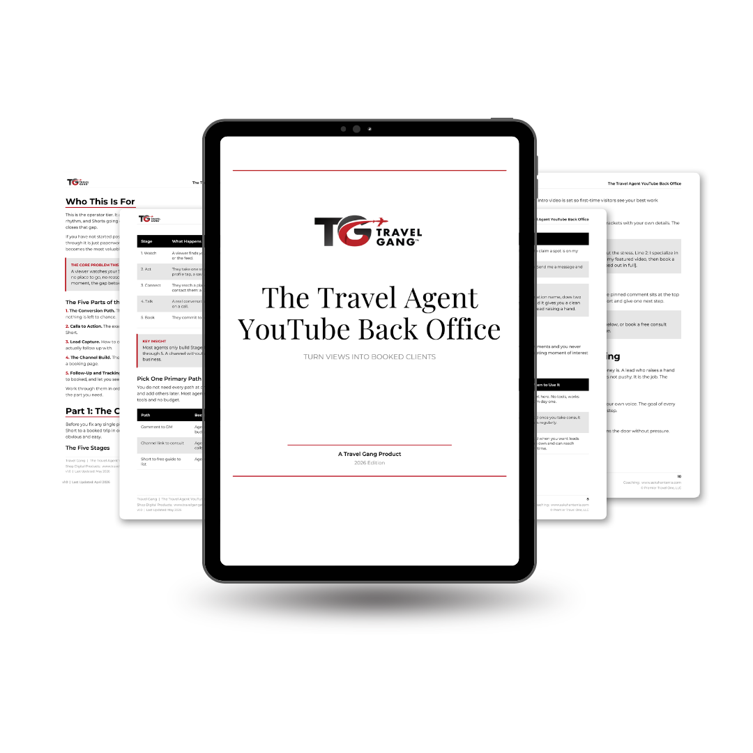 The Travel Agent YouTube Back Office: Turn Views Into Booked Clients